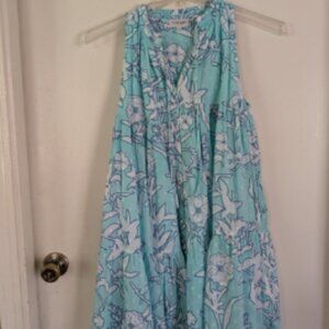 Olivia James The Label Blue & White Floral Eyelet Dress Small
